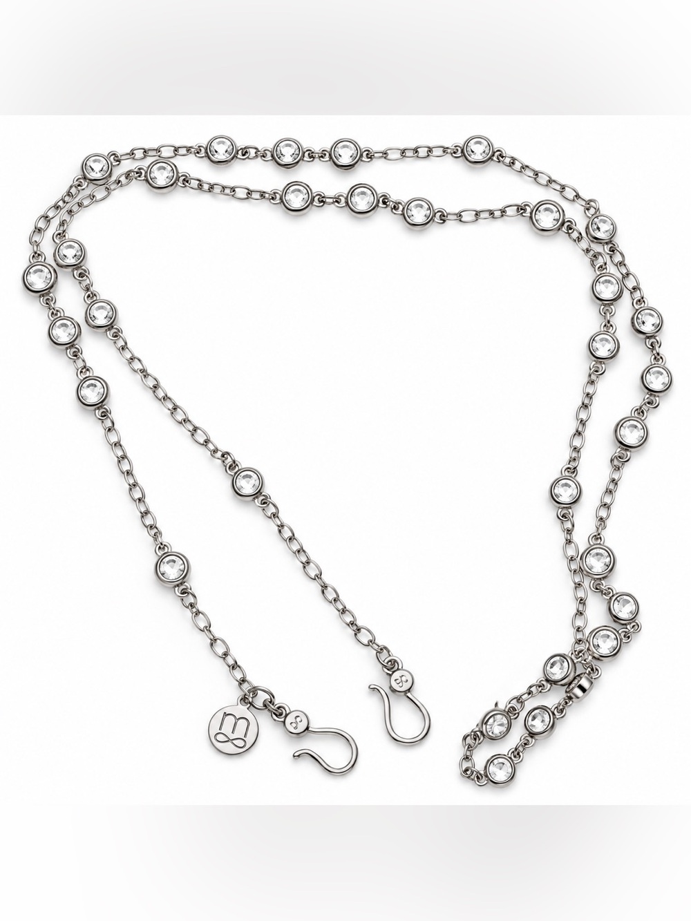 Mialisia VersaStyle Silver Crystal Station Convertible Necklace Long Layering